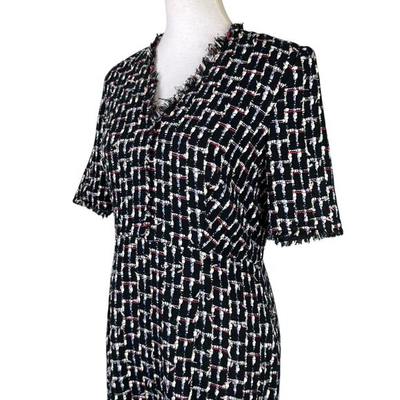 Linton for L.K. Bennett DR Vetti Black Multi Color Tweed V-neck Sheath Dress - Picture 7 of 13